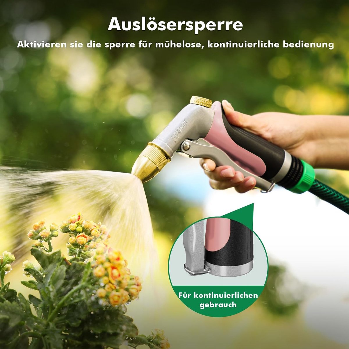 SnelShoppen - Tuinsproeier Metaal - Instelbare Waterstroom - Handdouche met Vergrendelingsfunctie - Tuinirrigatie en Auto Wassen - Roségoud - Duurzaam