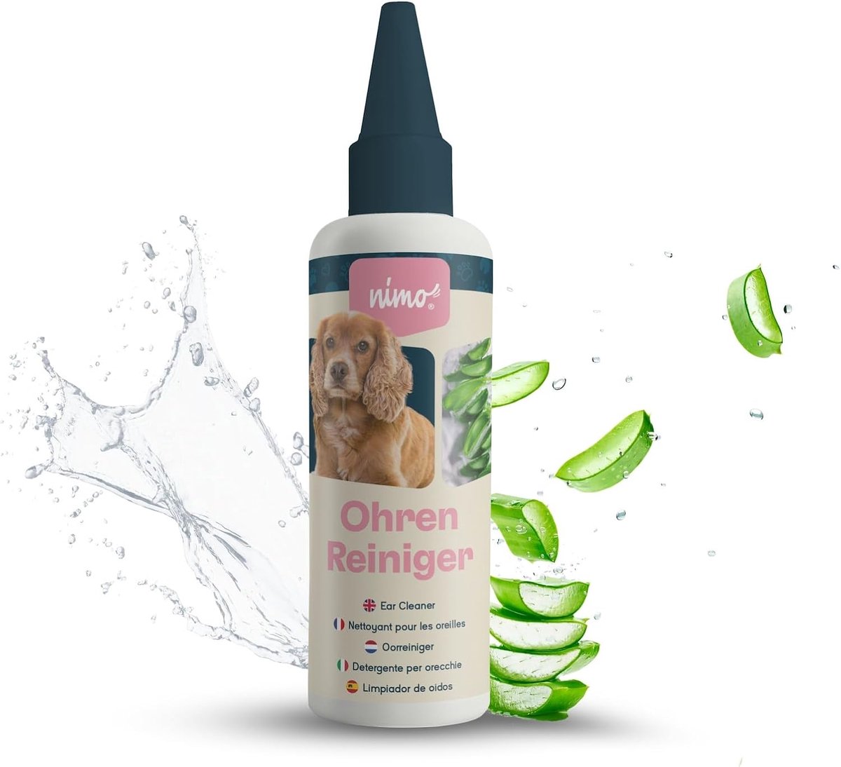 SnelShoppen - Natuurlijke Oorreiniger voor Honden en Katten met Aloë Vera en Panthenol, Verlicht Jeuk, Voorkomt Infecties, Vermindert Oorsmeer en Onts