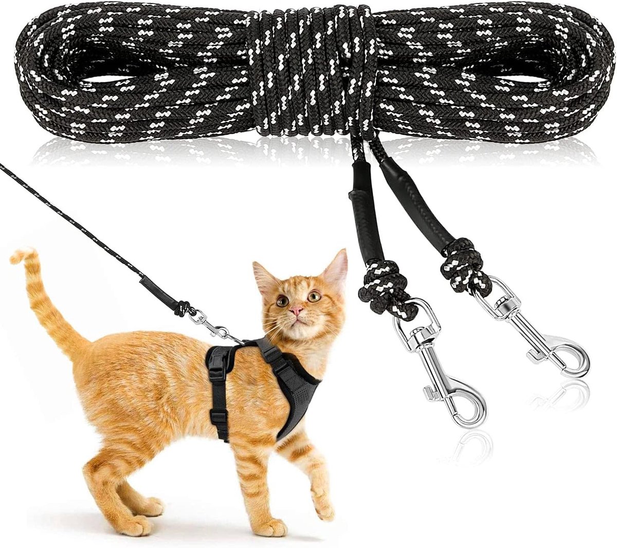 SnelShoppen - Reflectieve Lange Leash voor Katten, 4.5m, Ontsnapbestendige Looplijn, Duurzame Uitbreidingslijn voor Kittens, Puppy’s, Konijnen en Klei