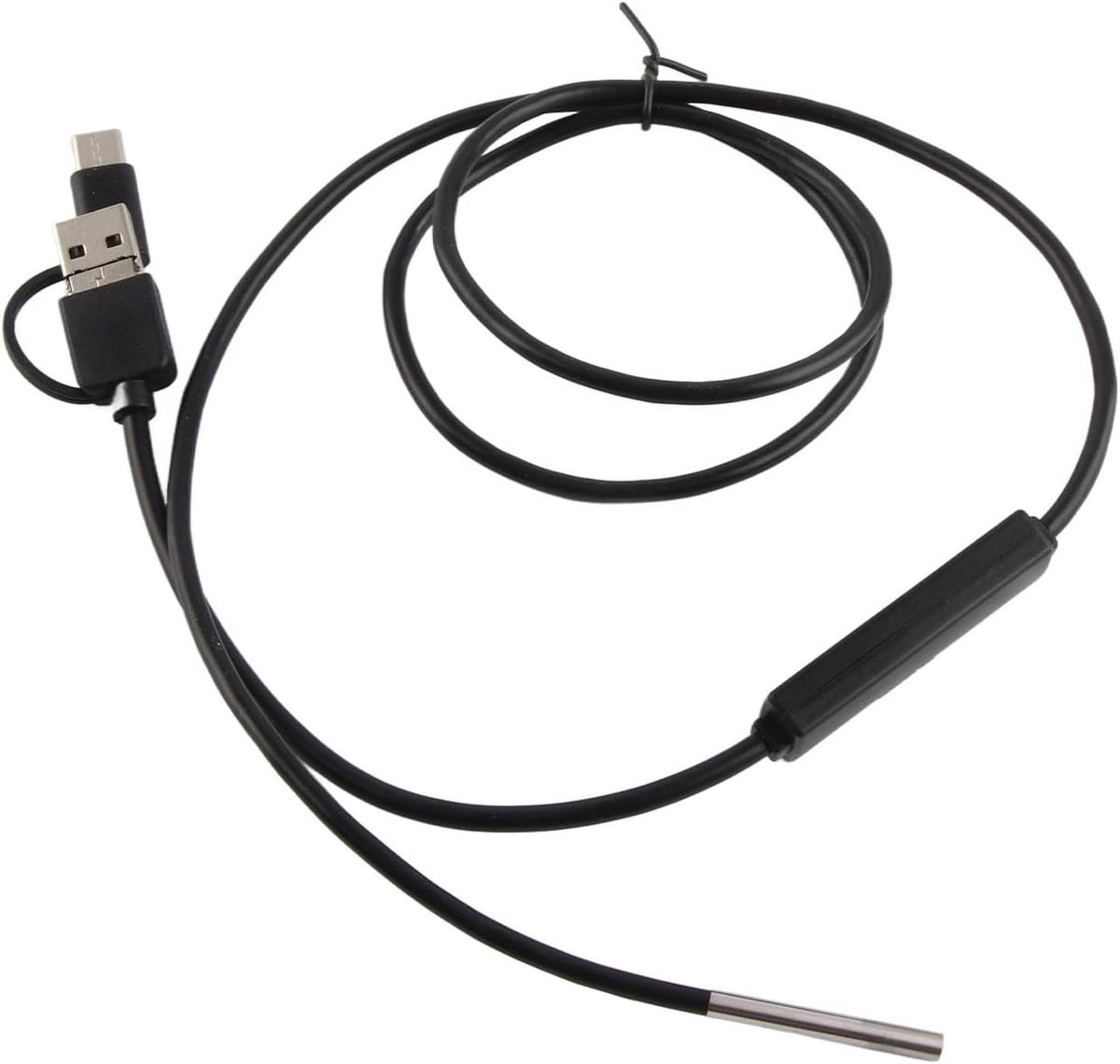 SnelShoppen - 3 in 1 Endoscope Camera 3.9mm Lens Waterdichte Borescope Inspectie Snake Camera voor Android Type C Mobiele Telefoon (1m Flexibele Draad