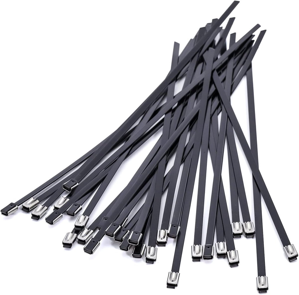 SnelShoppen - Heavy Duty Zwart Metalen Kabelbinders, Roestvrijstalen Zelfvergrendelende Zipper Ties voor Uitlaat, Hekwerk en Reparaties | 30 Stuks 0.2