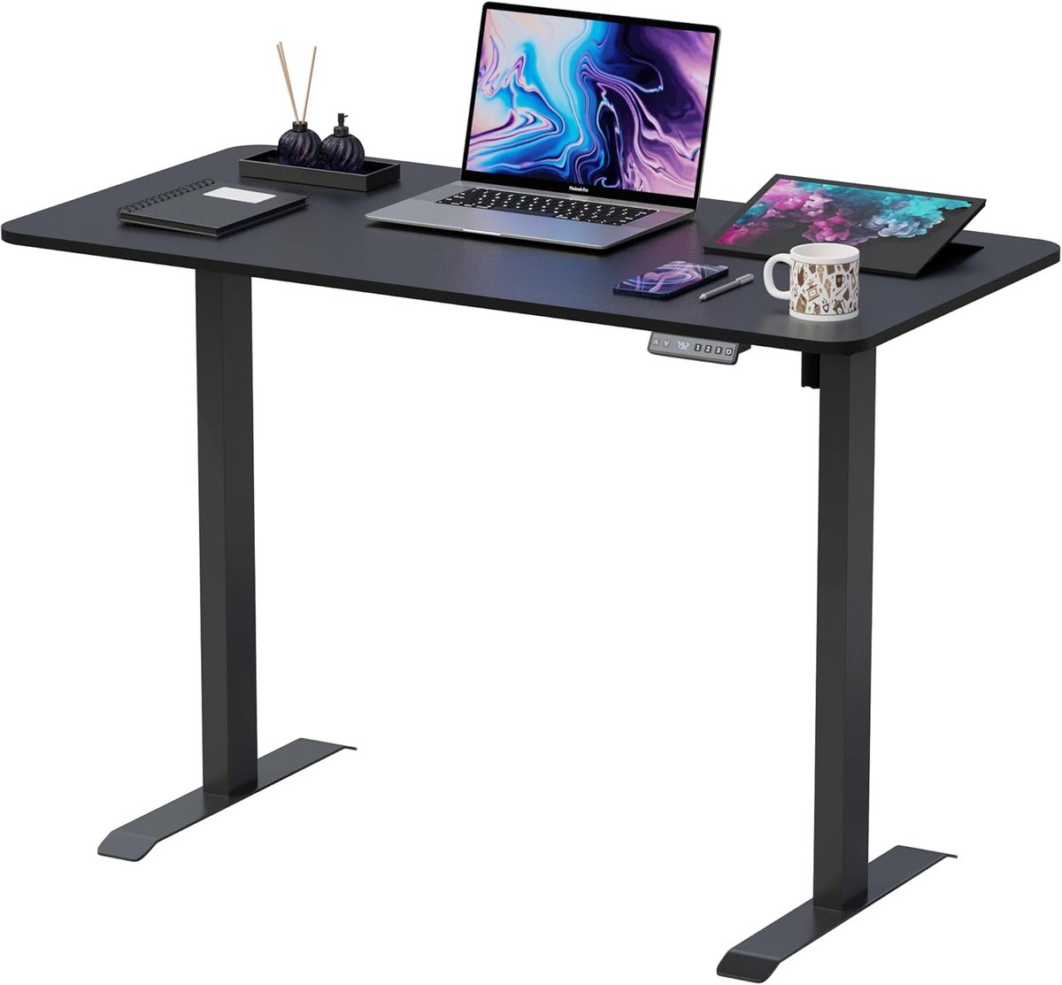 SnelShoppen - Elektrisch Verstelbaar Bureau - 140x60 CM - Zwart - Ergonomische Zit-Sta Desk voor Thuiswerk, Kantoor, Flexibel Gebruik