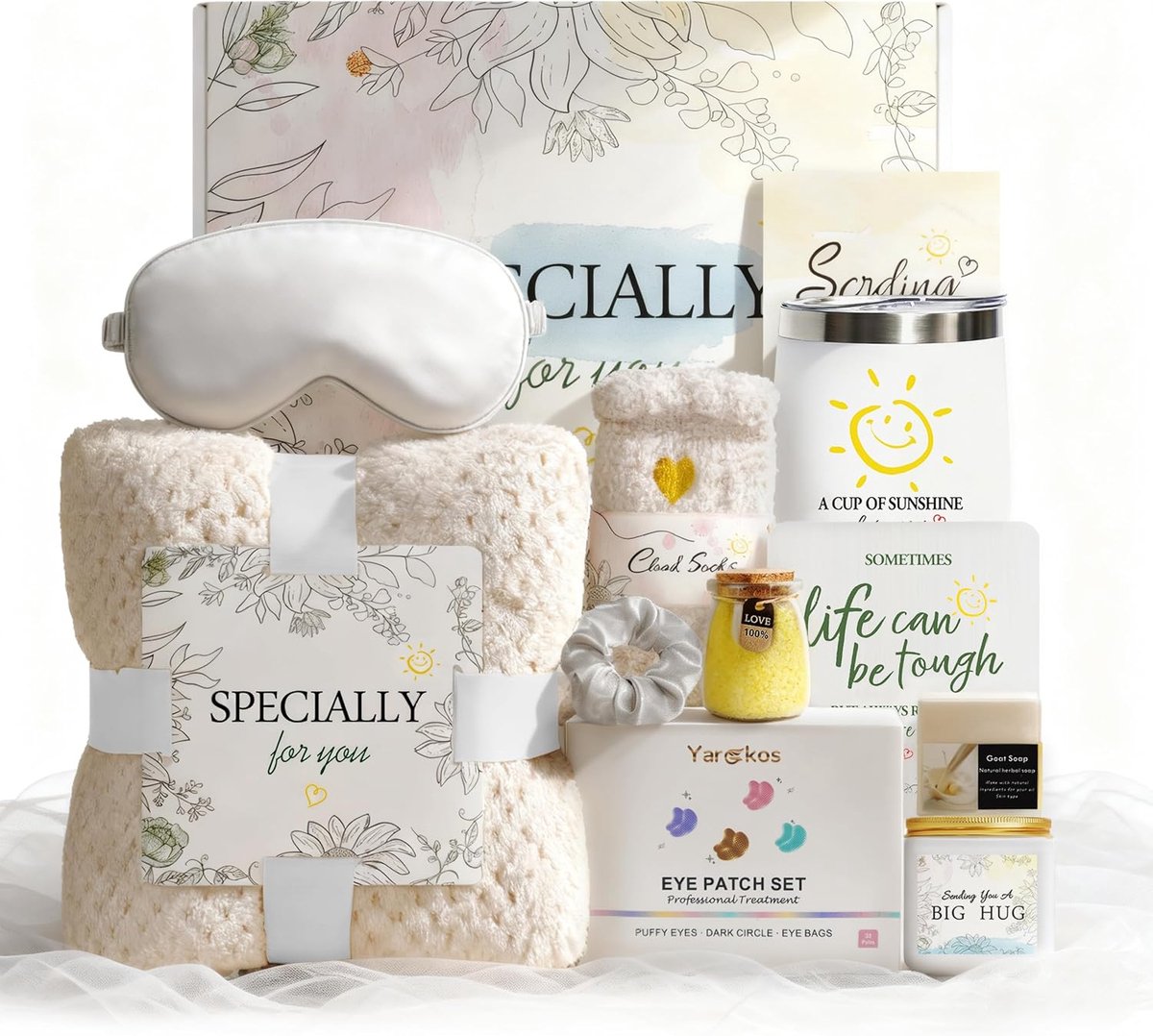 SnelShoppen - Gift Basket met 11 Zelfzorgproducten voor Vrouwen - Verjaardagscadeau voor Moeder, Zus, Vriendin - Perfect voor Herstel, Bedankje, Verwe