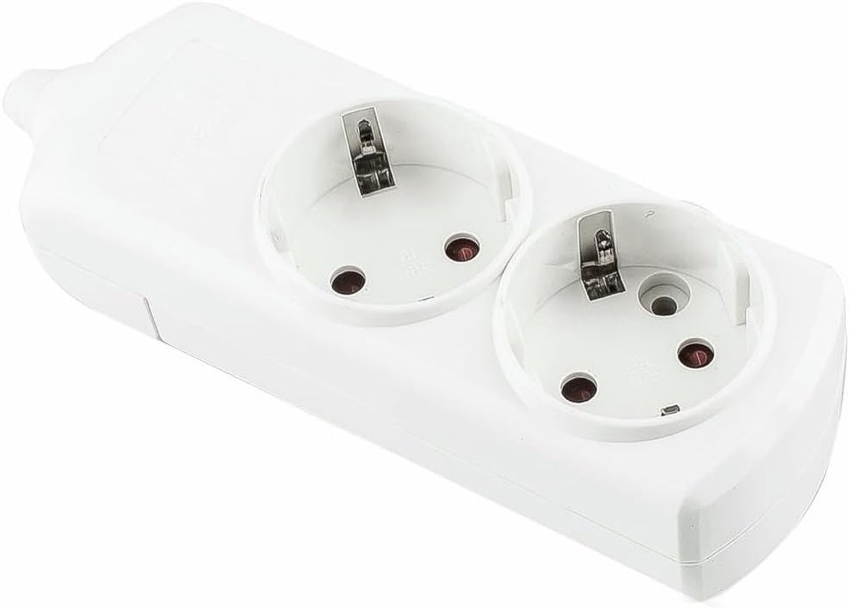 SnelShoppen - Witte basissokkel met 2 stopcontacten zonder kabel - Perfect voor het aansluiten van elektrische apparaten in kamers zonder stopcontacte