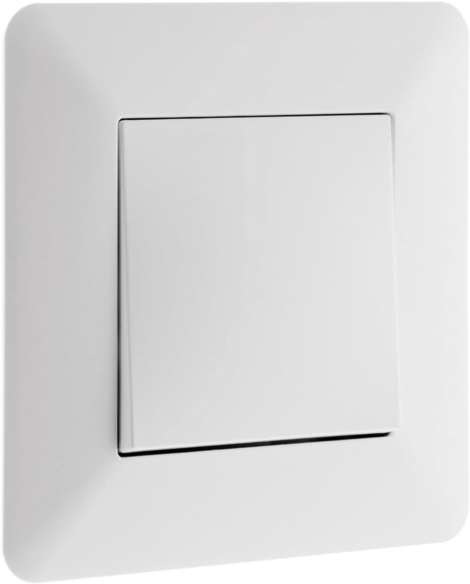 SnelShoppen - Moderne Tweeweg Schakelaar 10A Max - Inbouwinstallatie Compatibel Met Opbouwdoos - Millimeter Verstelbaar - Wit - 85 x 85 x 30mm