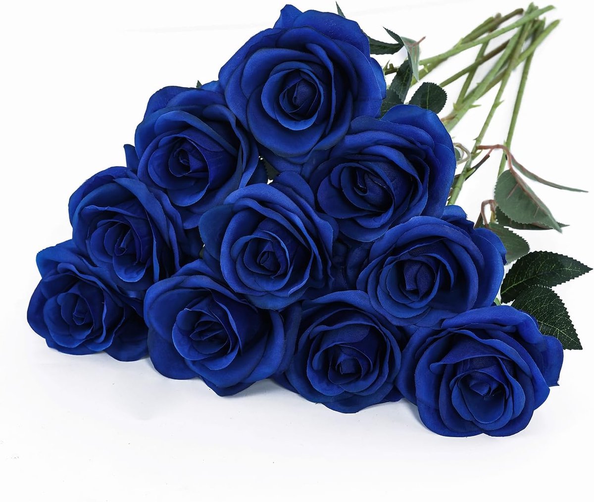 SnelShoppen - 10 Stuks Kunstrozen Nepleer Bloemen Royal Blue Realistische Boeket voor DIY Creaties Bruiloften Feestdecoratie Thuis