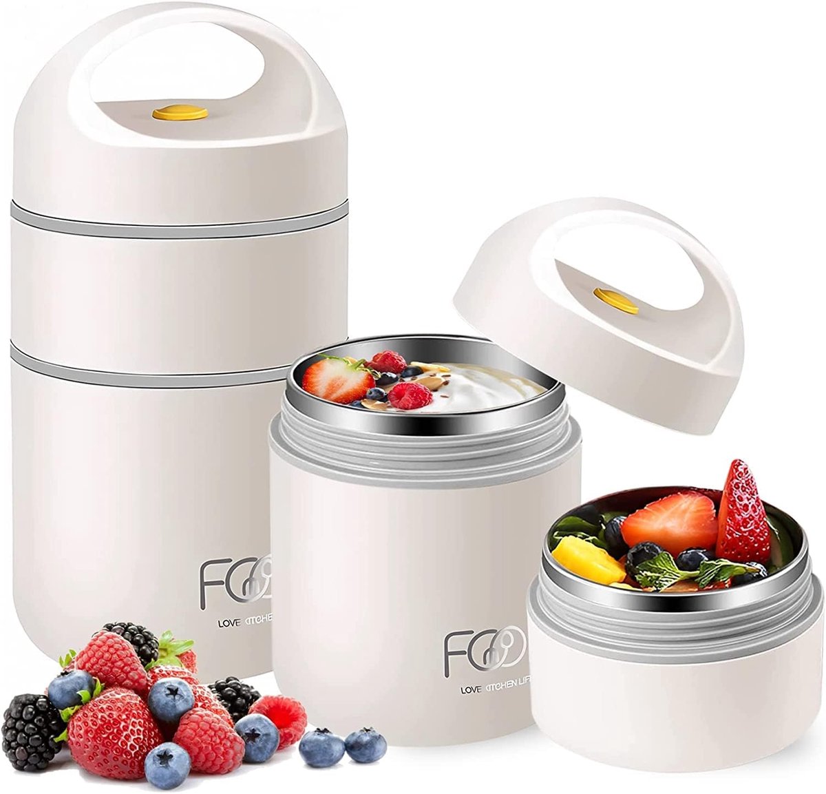 SnelShoppen - Cereal Cup to Go 680 ml - Dubbele Laag Lekvrije Lunchbox - Herbruikbare Yogurt Cup voor Kinderen - Ideaal voor School, Werk, Picknick en