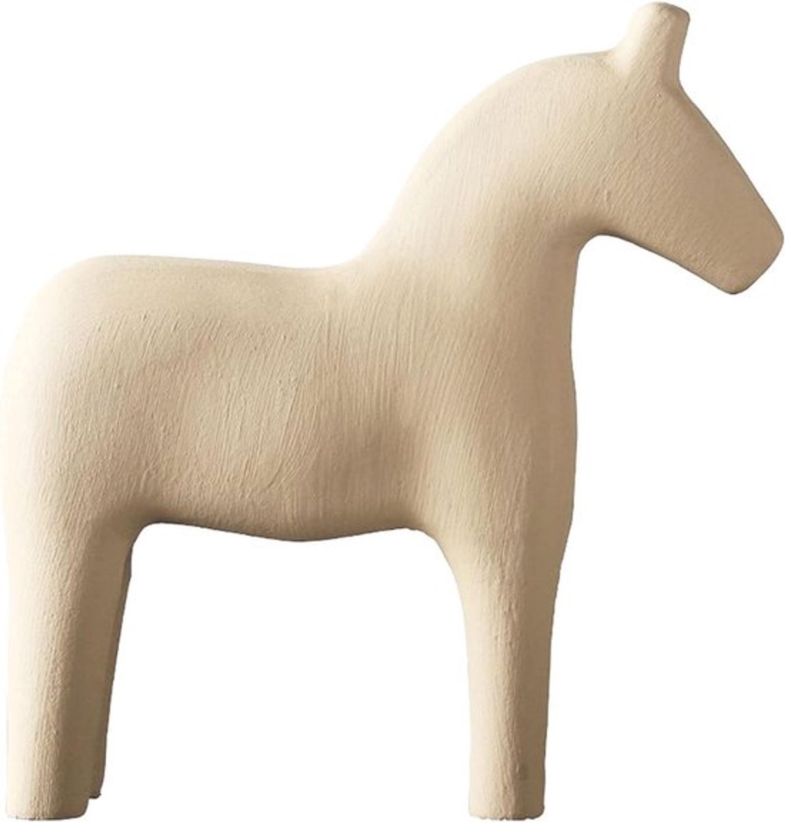Houten paard beeldje dennenhout handgeschilderd - paard standbeeld dier ambachten - desktop decoratie - beige - 16,5 x 18 cm