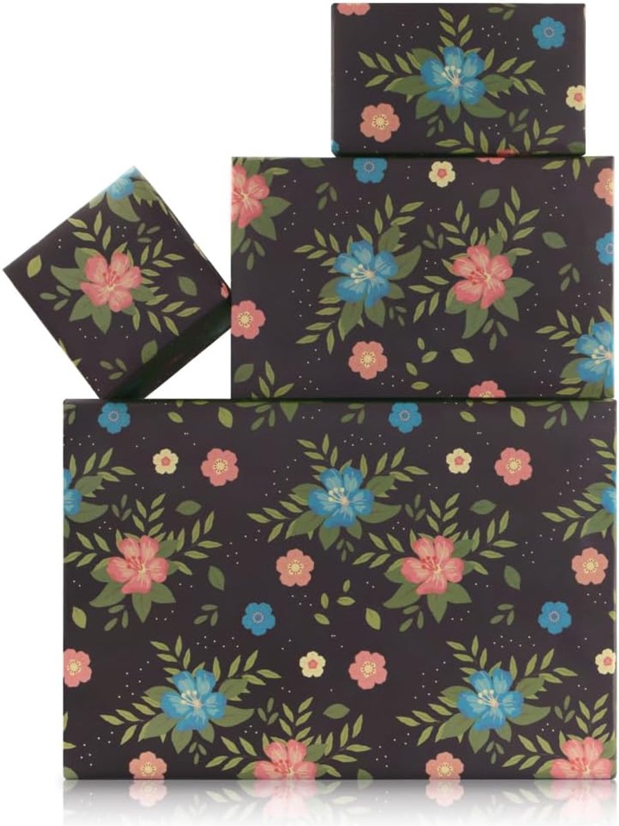 SnelShoppen - Roze en Blauw Sakura Inpakpapier voor Vrouwen Meisjes - 4 Vellen Kersenbloesem Bloem Geschenkverpakking - Elegant Kraftpapier voor Bruil