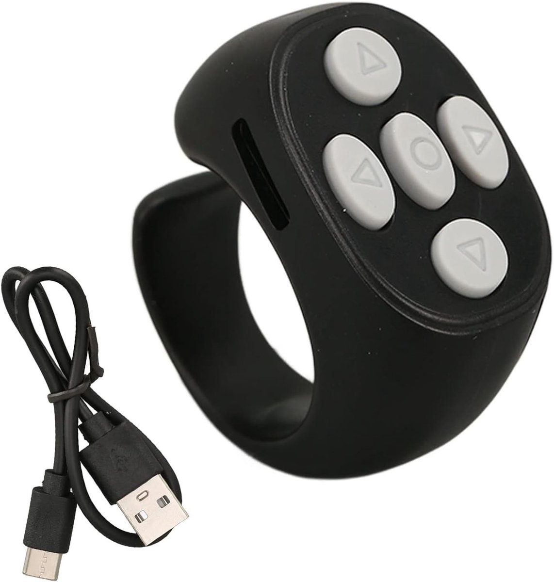 SnelShoppen - TIK Tok Bluetooth Remote Control Page Turner - Draadloze Scroll Remote, Oplaadbaar, Slimme Ring, Zwart - Ideaal voor TikTok, E-books en