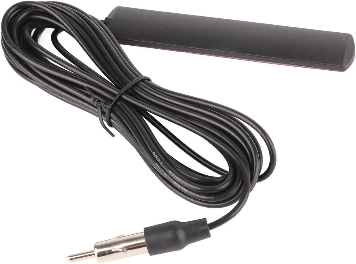 SnelShoppen - ANT-309 Universele Auto Radio Antenne - FM Radio Antenne Versterker - Zwarte Aerial voor Windscherm - 85-112MHZ - 5M Kabel - Compact en