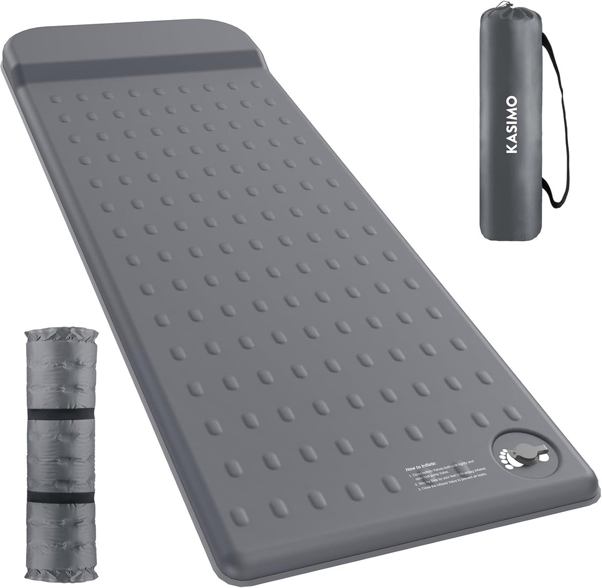 SnelShoppen - Zelfopblazend Campingmatras met Kussen, R-waarde 9,5 cm, Ultradik Traagschuim, Compact en Licht Opblaasbaar Luchtmatras voor Outdoor, Au