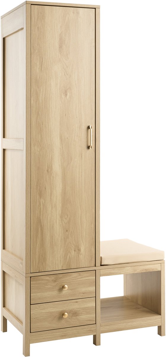 GRAFTON - Halgarderobe met bankje - Lichtbruin - Vezelplaat