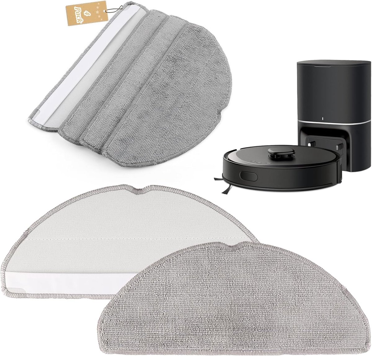 SnelShoppen - 4 Stuks Vervangende Mop Pads voor Robotstofzuigers, Compatibel met Tapo RV20 Max Plus/RV30 Max Plus, Hoogwaardige Disc Borstels, Perfect