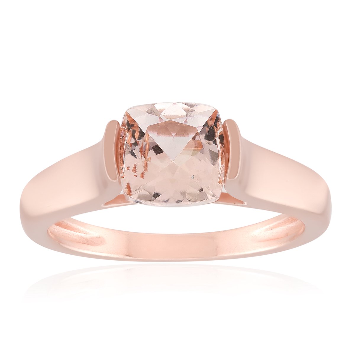 Cavill - Elegante 925 Sterling Zilver Ring met Roségoud Coating - 1,119 ct Braziliaanse Morganiet - Antiek Kussen Slijpsel - Handgemaakt