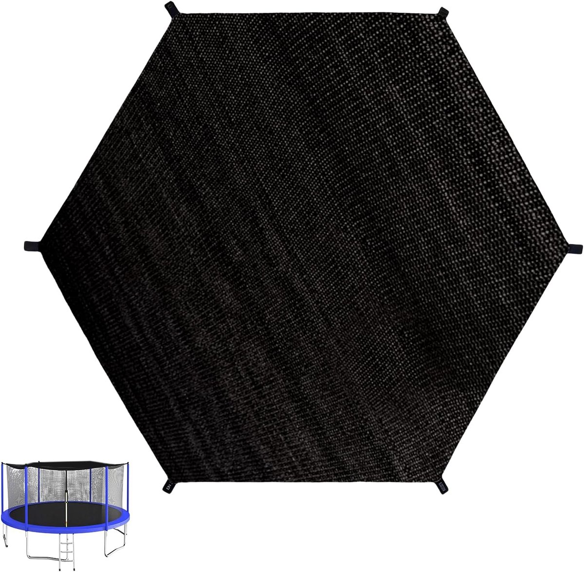 SnelShoppen - Trampoline Zonnebescherming 305 cm - UV-bestendige Trampolinehoes met Ademend Net voor 8 Stangen - Zwart - Ideaal voor Kinderen, Tuin, F