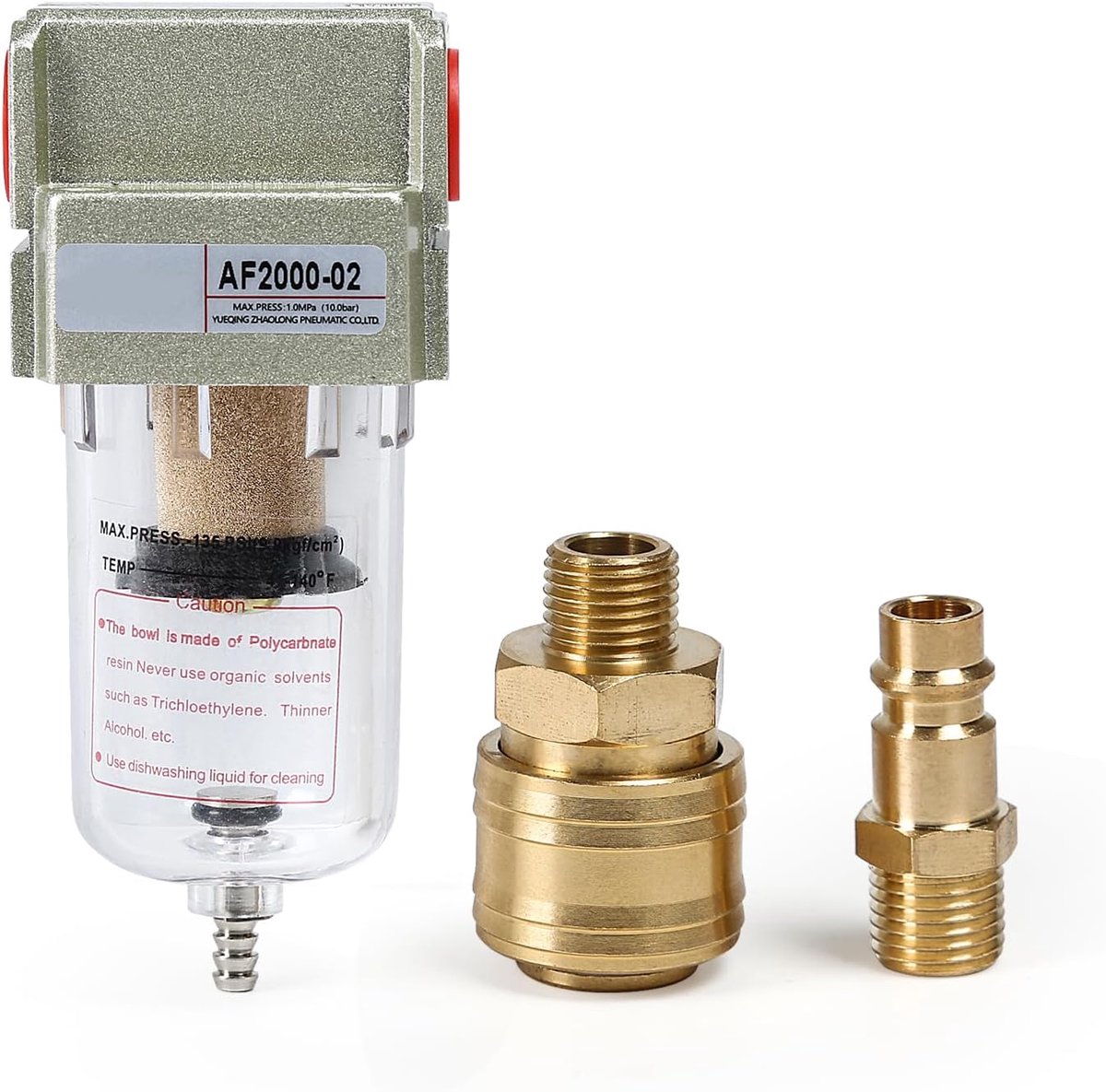 SnelShoppen - Waterseparator, Drukregelaar, Compressed Air Filter 1/4 inch met Snelsluiting - Efficiënte Oliewater Separator voor Compressoren