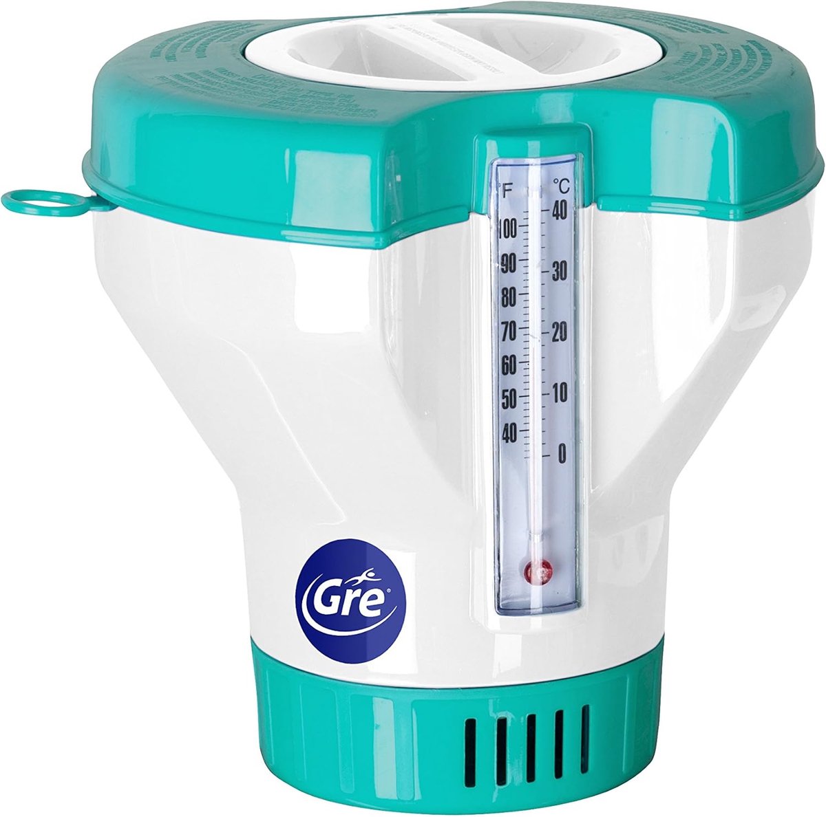SnelShoppen - Chlorine Diffuser Ø17.5 cm met Thermometer voor Zwembad, Doser met 1.5 kg Capaciteit, Wit, Voor Tuin en Buiten