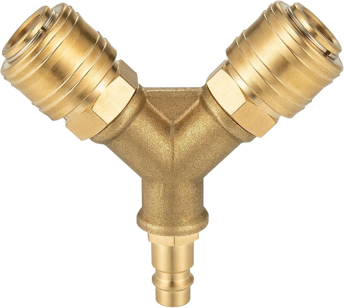 SnelShoppen - Compressed Air Distributor 2-Way Quick Coupling - Compressor Hose met 1/4 Inch Aansluitingen - Roestvrij Messing - Geschikt voor alle Co