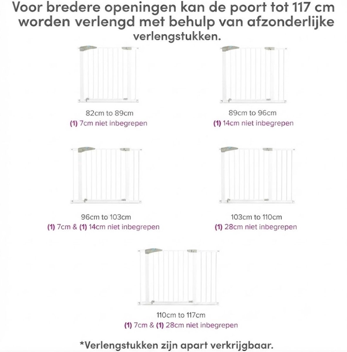 JCP® Traphekje - Traphekje voor Baby's - Automatische Sluiting - Wit - 74cm x 4cm x 80cm