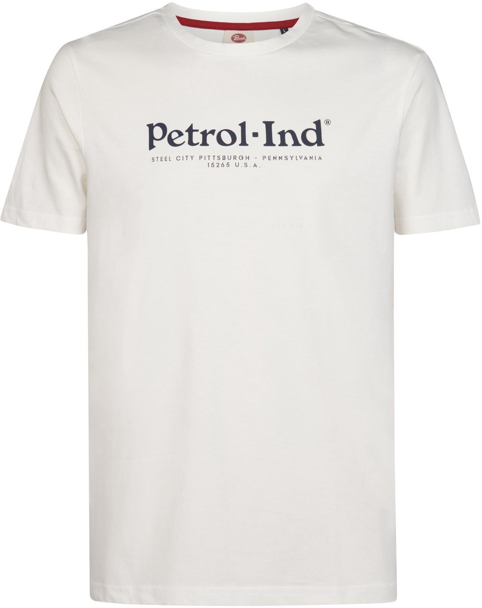 Petrol Industries - Heren T-shirt van organisch katoen met print Bramen - Wit - Maat L