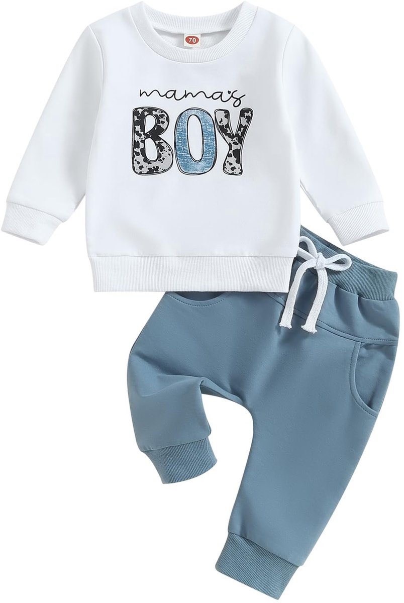 SnelShoppen - Geagodelia Baby Boy Set - Schattige Baby Jongens Kleding - A-wit en Blauw - 0-6 Maanden - Perfect voor Feesten en Dagelijks Gebruik
