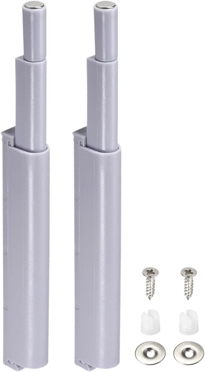 Magnetische Touch Latch 86x10mm - 2 Pack voor Keukenladen en Meubels - Plastic Magnetische Drukopen Sluiting - Grijs