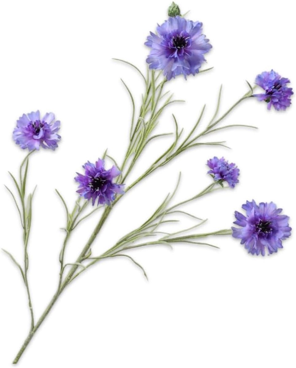 SnelShoppen - Kunstbloem Kunstbloemen Silk Flower Kornbloem Tak Lavendel 92cm Inclusief Vaas - Perfect voor Decoratie, Feesten, Tuin, Keuken