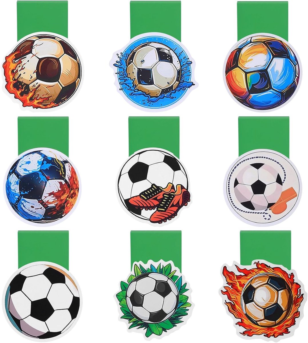 Voetbalboekenleggers set van 9, magnetische boekenleggers voor voetbalfans, cadeaus voor jongens, meisjes en leraren, perfect voor boekenliefhebbers en scholieren