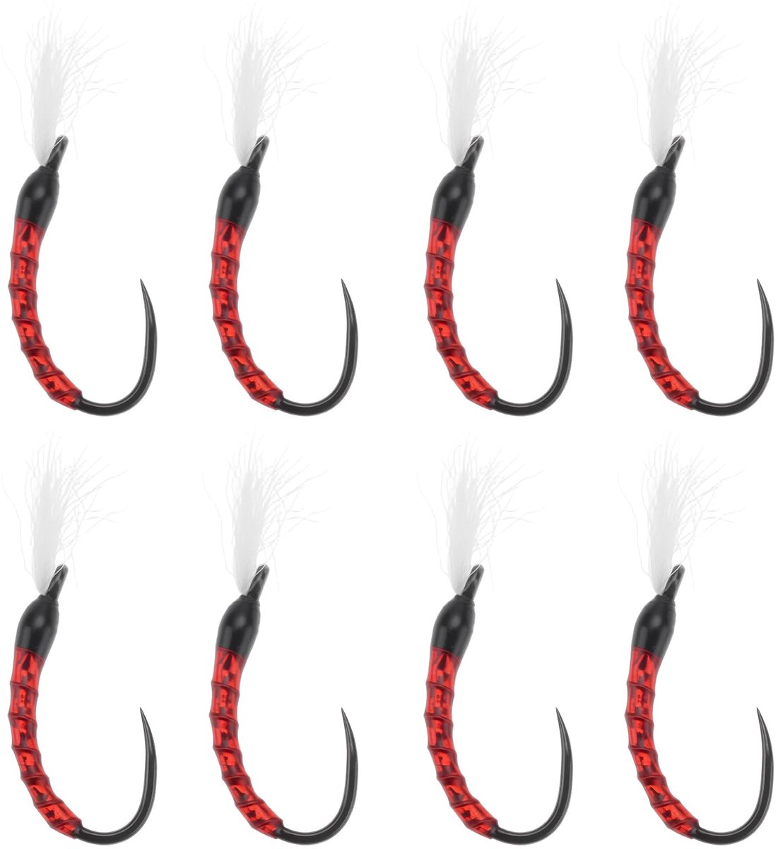 Dailygoods - 8 Stuks Bloodworm Flies voor Forel Vissen - Maat 10