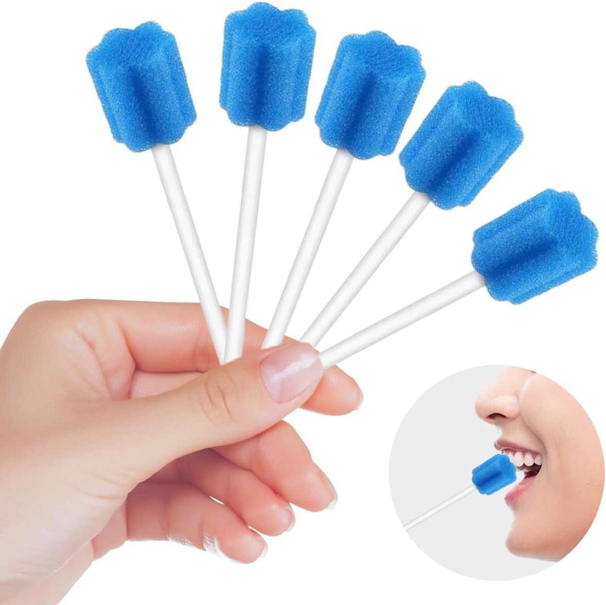 SnelShoppen - 80 Stuks Mondverzorging Sticks - Disposable Steriele Mond Sponsors - Zachte PU Spons met PP Plastic Stelen - Ideaal voor Kinderen en Vol