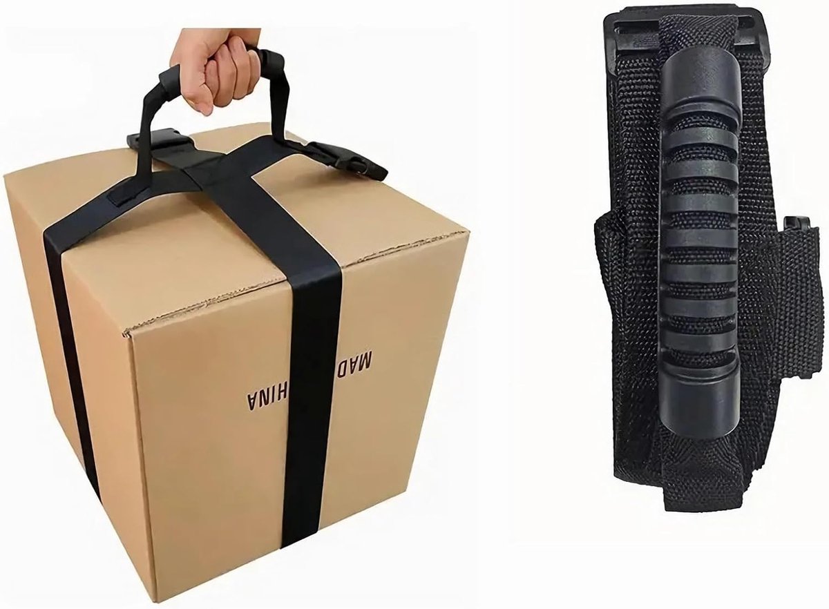 SnelShoppen - Box Draagriem met Handvat, Verstelbare Nylon Belt met Gesp voor het Vervoeren van Zware Dozen, Koffers, Crossover Stijl, 190cm, 5cm Bree