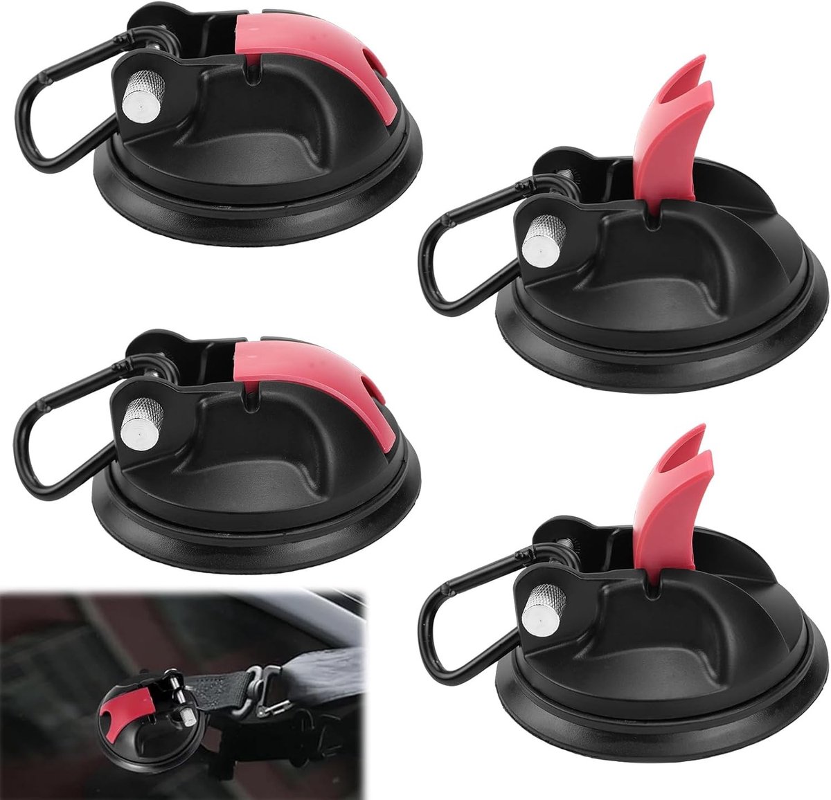 Zeer sterke zuignap haken set van 4, met een draagvermogen van 35 kg, ideaal voor camping, caravan en motorhome, geschikt voor tegels en glas