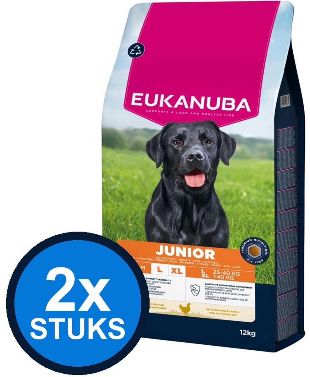 2x Eukanuba - Life Care dog junior large chicken 12kg
