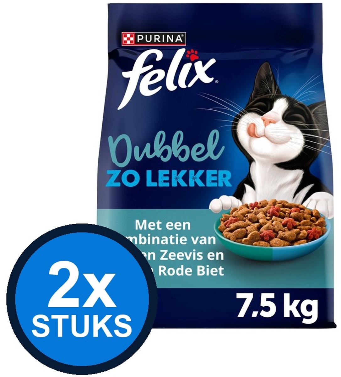 2x Felix - Dubbel Zo Lekker droog adult zalm&zeevis 7,5kg
