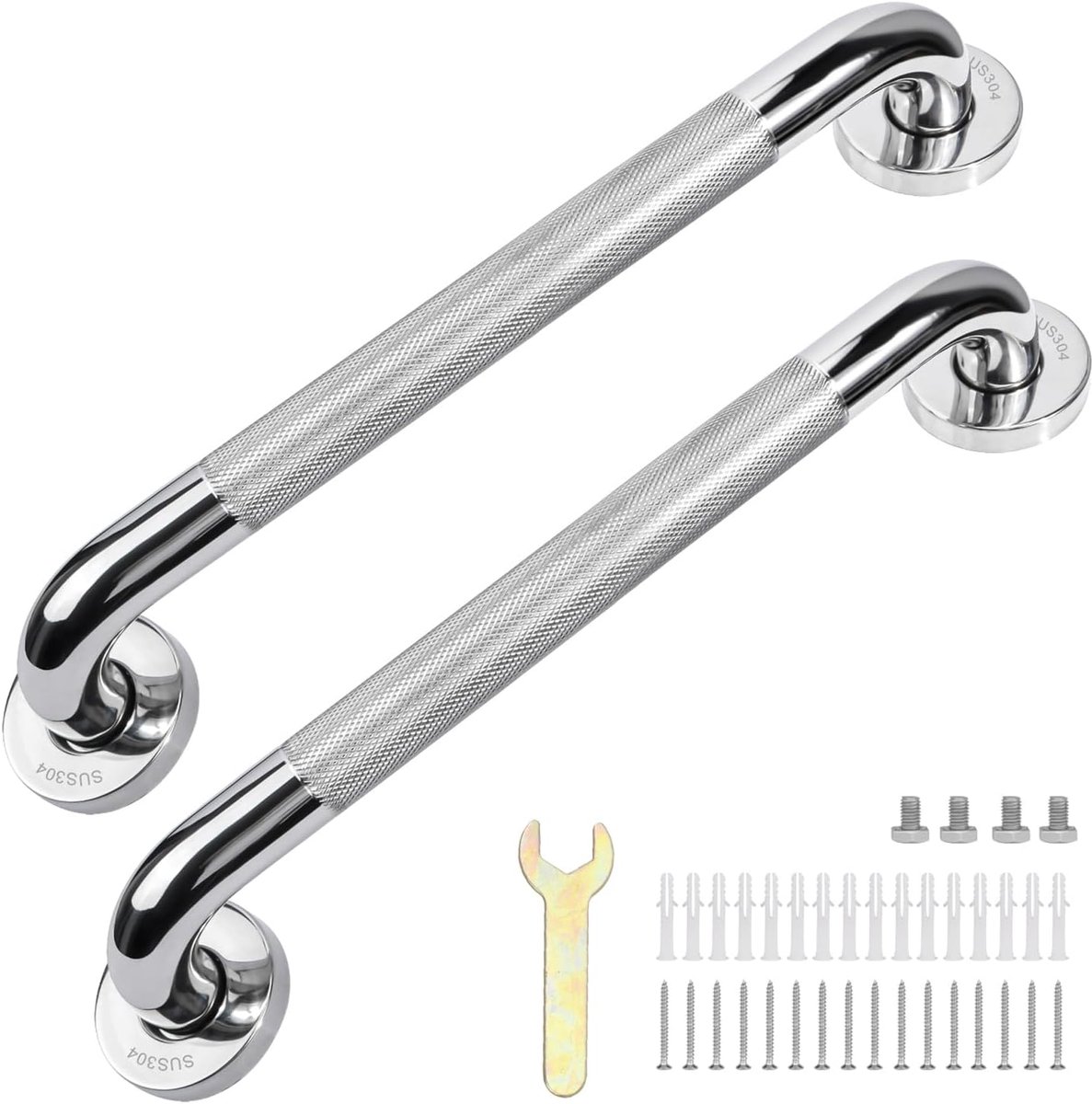 SnelShoppen - 2 Badkamer Handgrepen 40.6 cm Antislip Handgrepen RVS, Douchehandgrepen voor Kinderen, Senioren, Gehandicapten en Zwangere Vrouwen