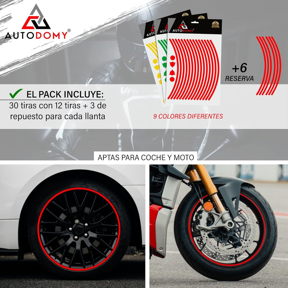 SnelShoppen - Motorfiets Velgen Stickers Volledige Set voor 2 Wielen 15" tot 19" Inch | Weer- en Oliebestendige Velg Decals | Sportief Ontwerp (Geel,