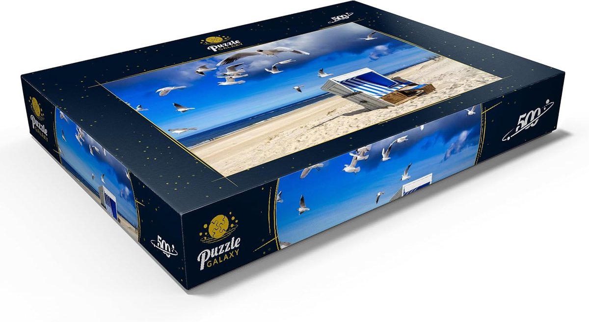 SnelShoppen - Premium 500 Stukjes Puzzel Beach Chair in Westerland, Sylt, Duitsland - Hoge Resolutie, FSC-gecertificeerd Papier, Natuurlijke Linnen Em