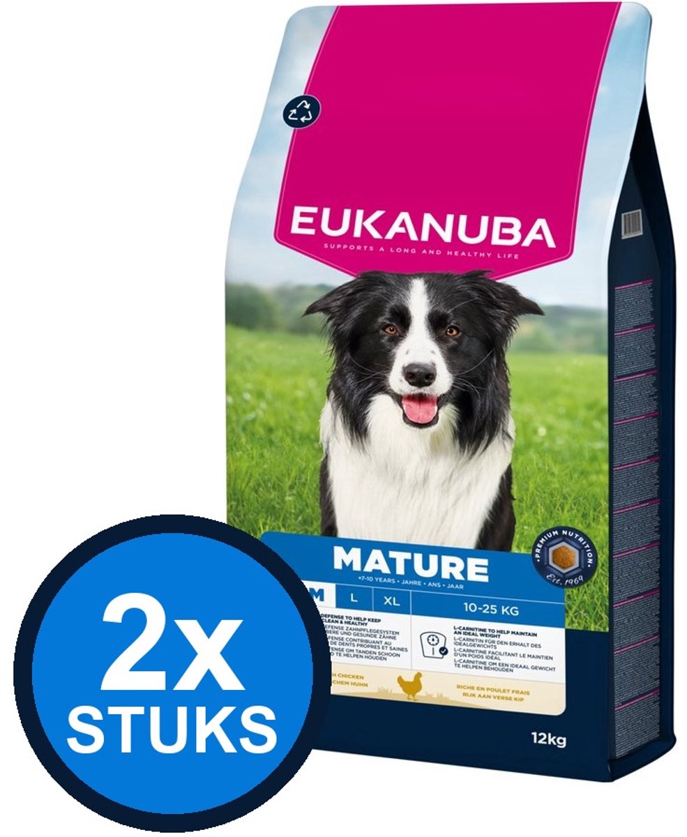 2x Eukanuba - Life Care dog mature medium chicken 12kg