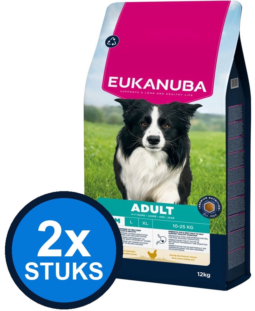 2x Eukanuba - Life Care dog adult medium chicken 12kg