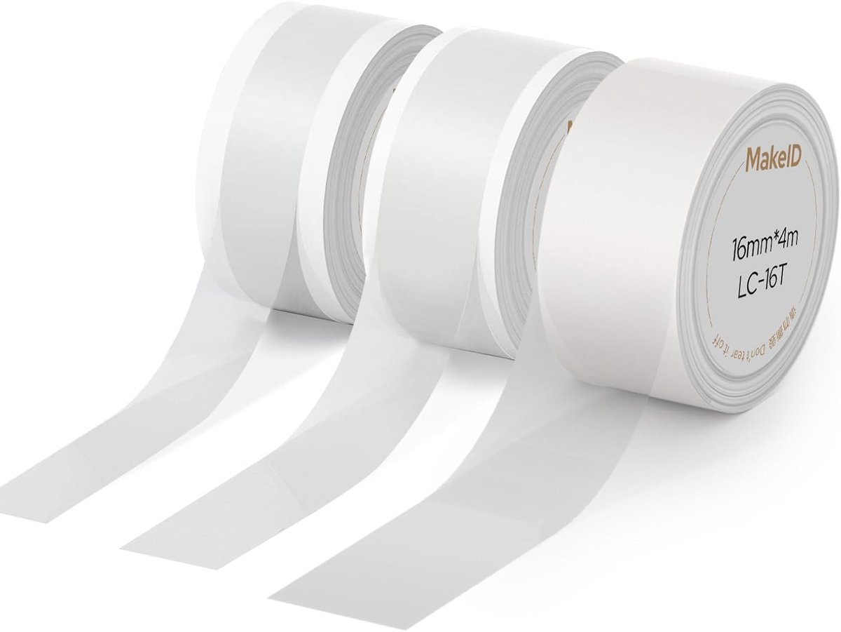 SnelShoppen - Pack van 3 Thermische Labels 9/12/16mm Gelamineerde Labels Waterdicht Zelfklevend voor Thuis, Werk, Archivering