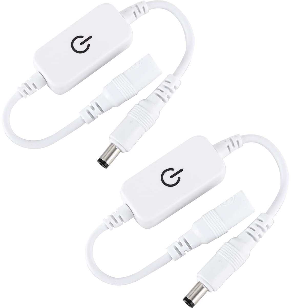 SnelShoppen - 2Pc 12-24V 4A LED Strip Controller Dimmer Touch Switch Inline On/Off Schakelaar voor Enkele Kleur Verlichting - Wit - Ideaal voor Feest,