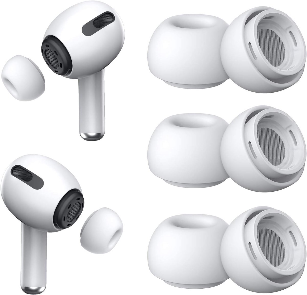 SnelShoppen - YUWAKAYI Vervangtips voor AirPods Pro en AirPods Pro 2 - Silicone Oordopjes (Medium, 3 Paar) met Geluidsisolatie