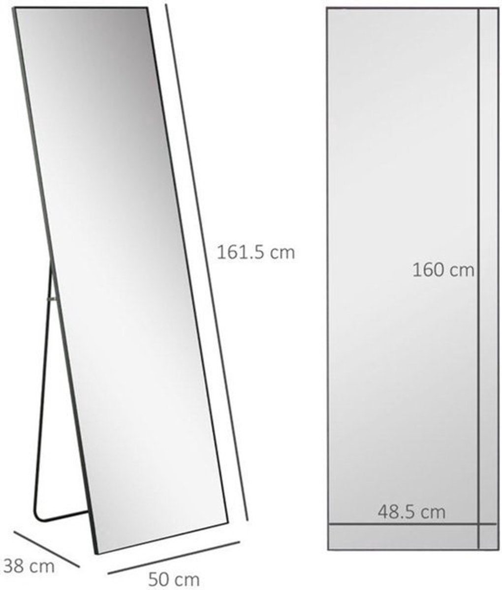 Standspiegel – Vloerspiegel – Kleiderspiegel – Staande Spiegel – Aluminium Spiegel – Recht