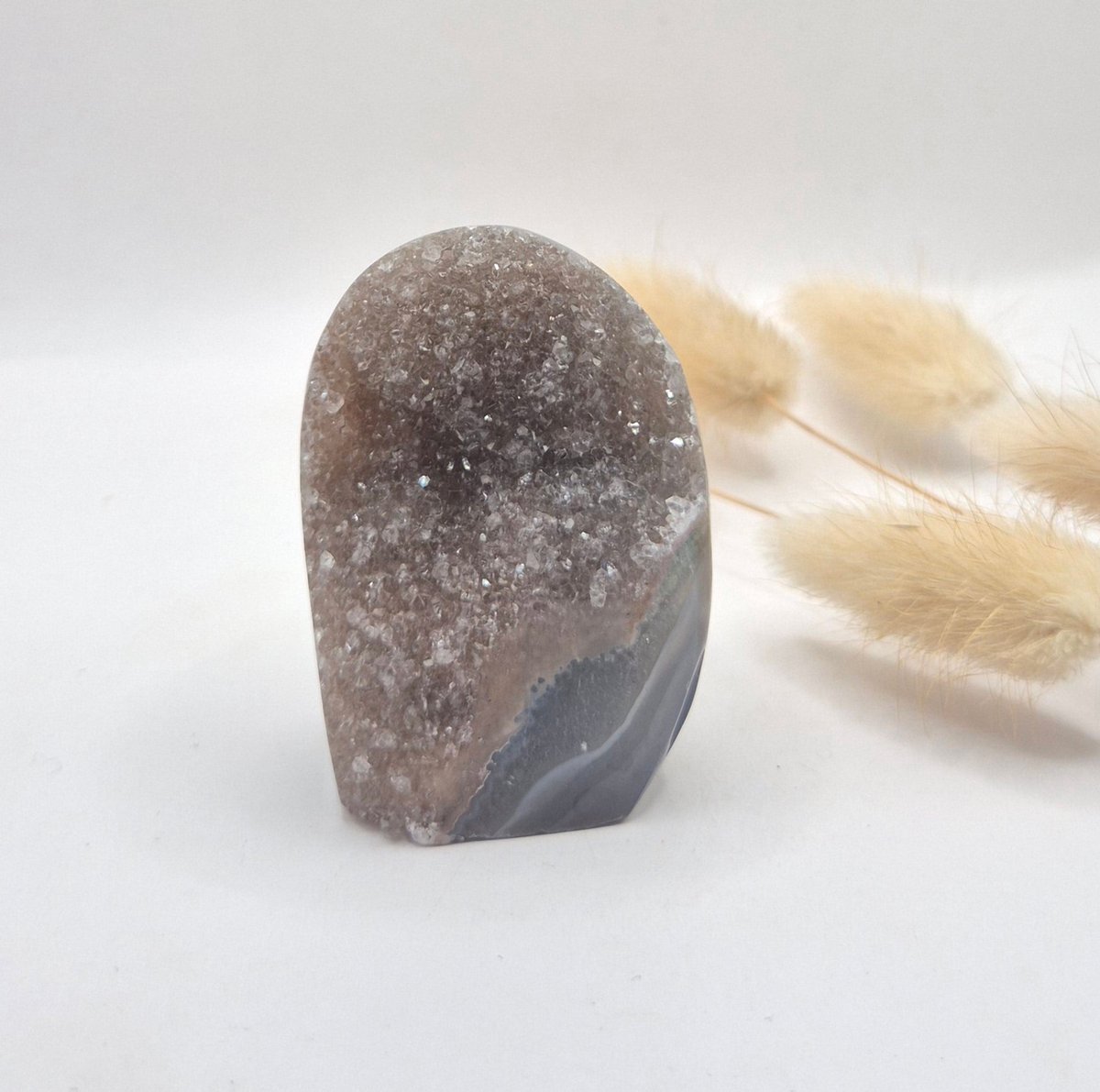Druzy Grijze Agaat Freeform / Staande Edelsteen Kristal - #46 97g