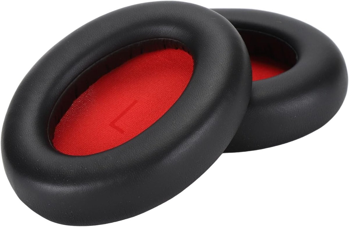 Vervangende Oorkussens voor Noise Cancelling Hoofdtelefoons, Zacht Echte Leer, Geheugenfoam, Zwart, Comfortabel en Duurzaam