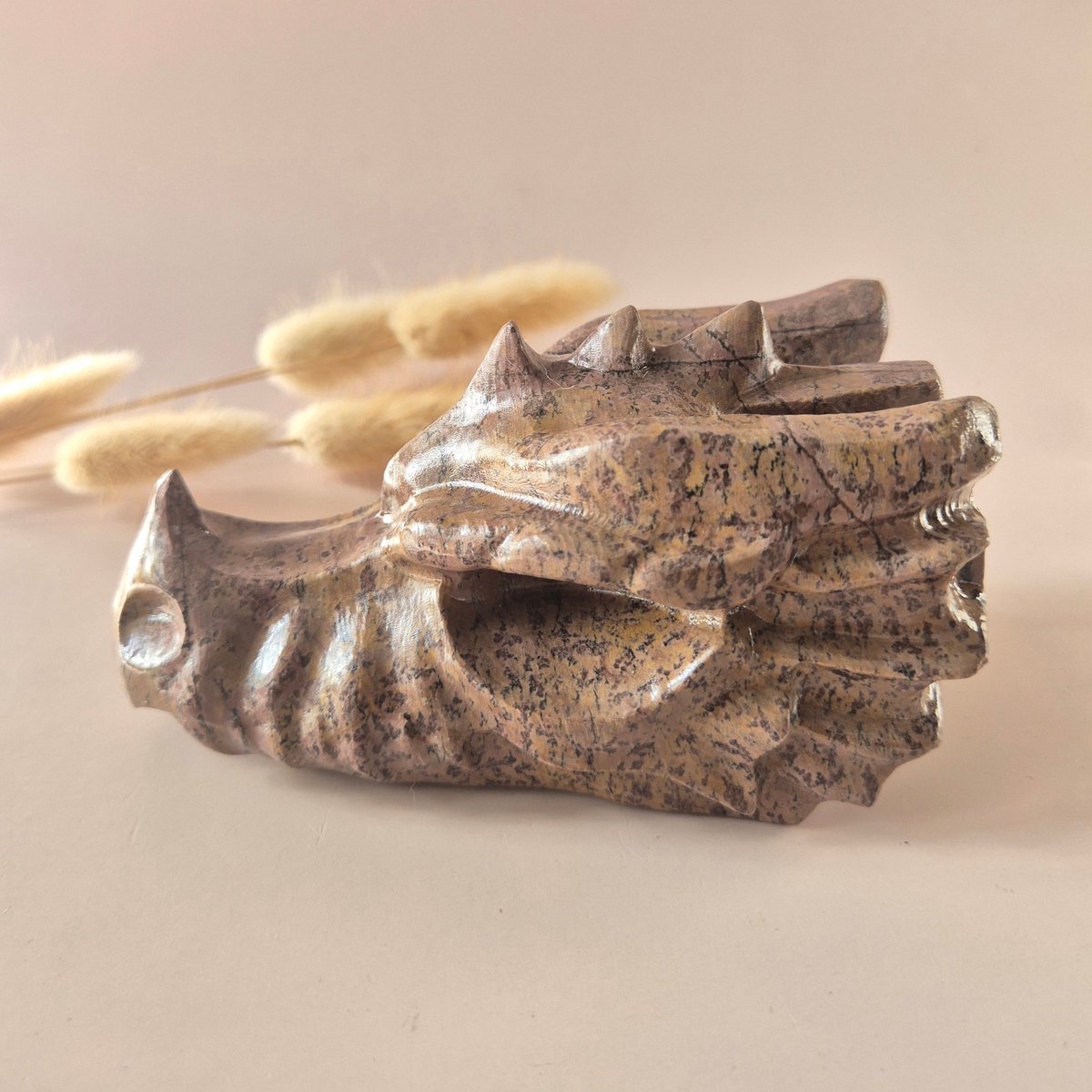 Picture Jasper Drakenschedel 12 cm – Handgeslepen Edelsteen Dragon Skull