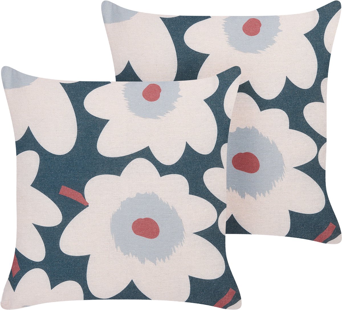 Beliani SESBANIA - Sierkussen set van 2 - Multicolor - 45 x 45 cm - Polyester Meerkleurig