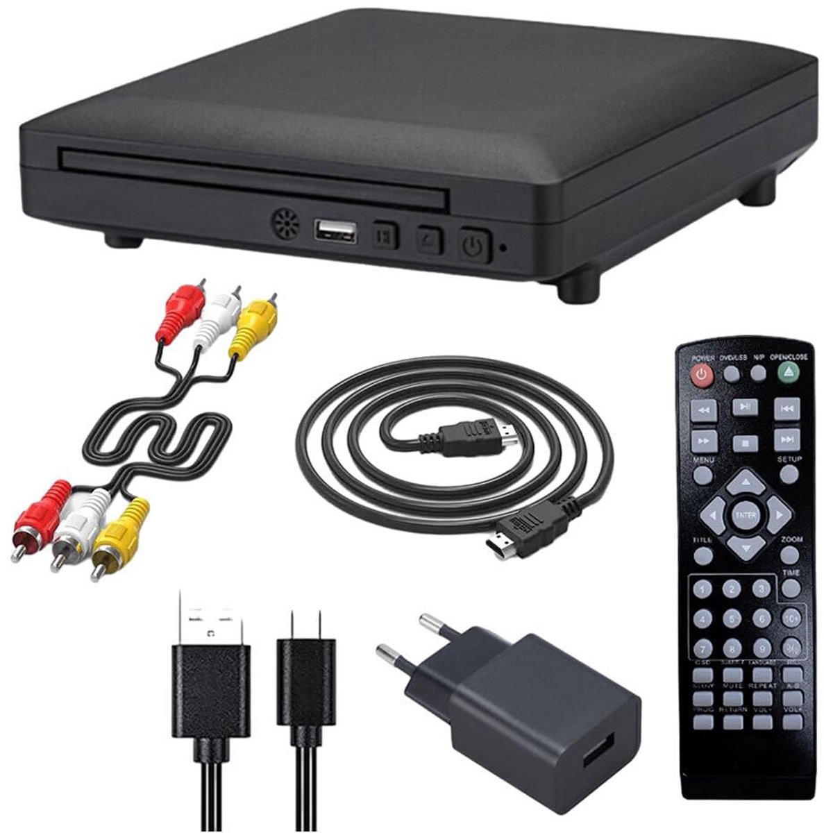 DVD-speler - 1080p HD DVD-speler - Met HDMI-interface - USB-interface - Afstandsbediening - Europese standaardstekker