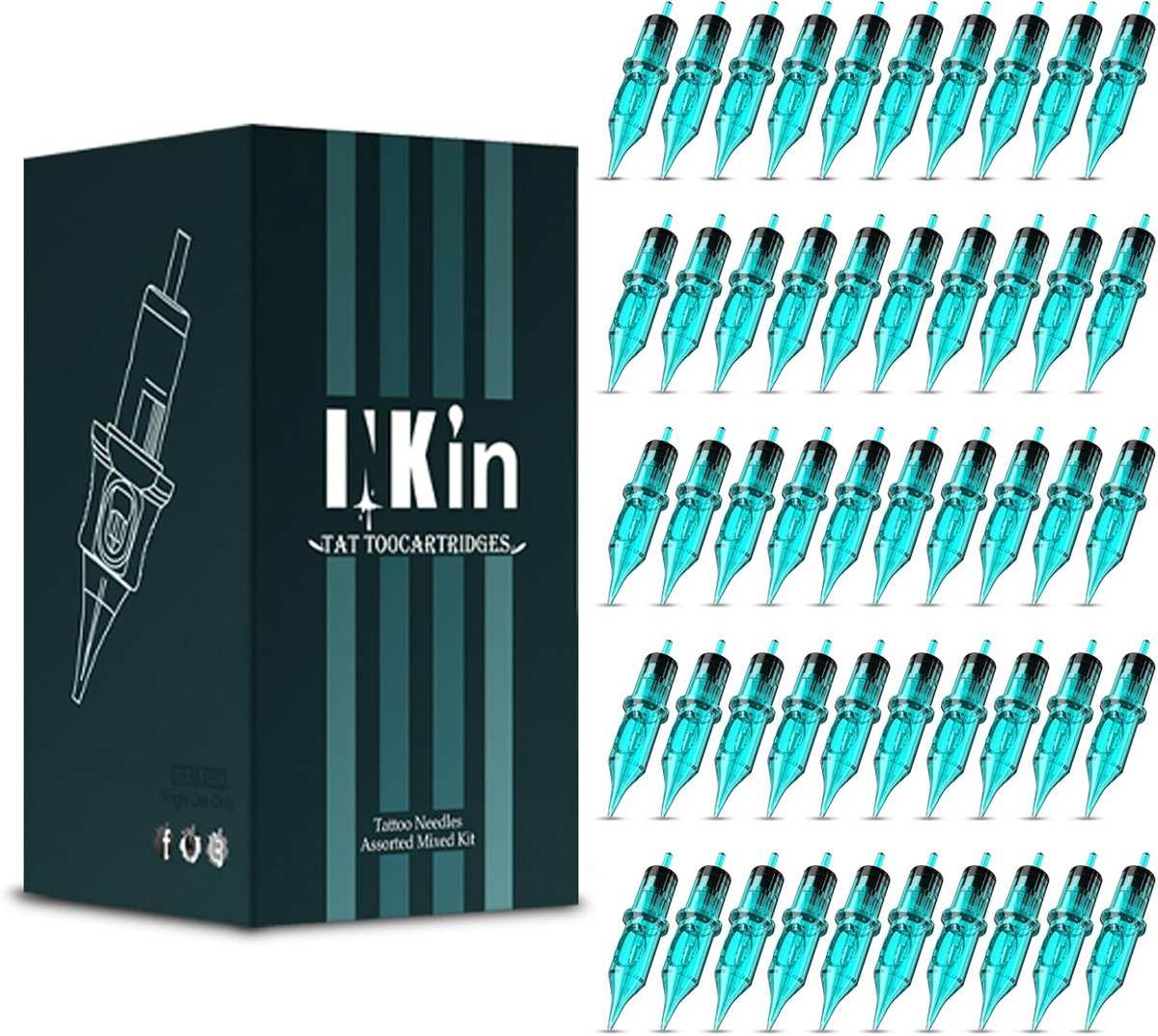 SnelShoppen - Tattoo Needle Set 50pcs #12 0.35mm Round Shader Cartridges Professionele Membrane Systeem voor Tattoo Machine - Mixed 5RS 7RS 9RS 11RS 1